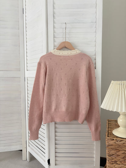 [SALE] Sweet Ribbon Knit Cardigan in Pink