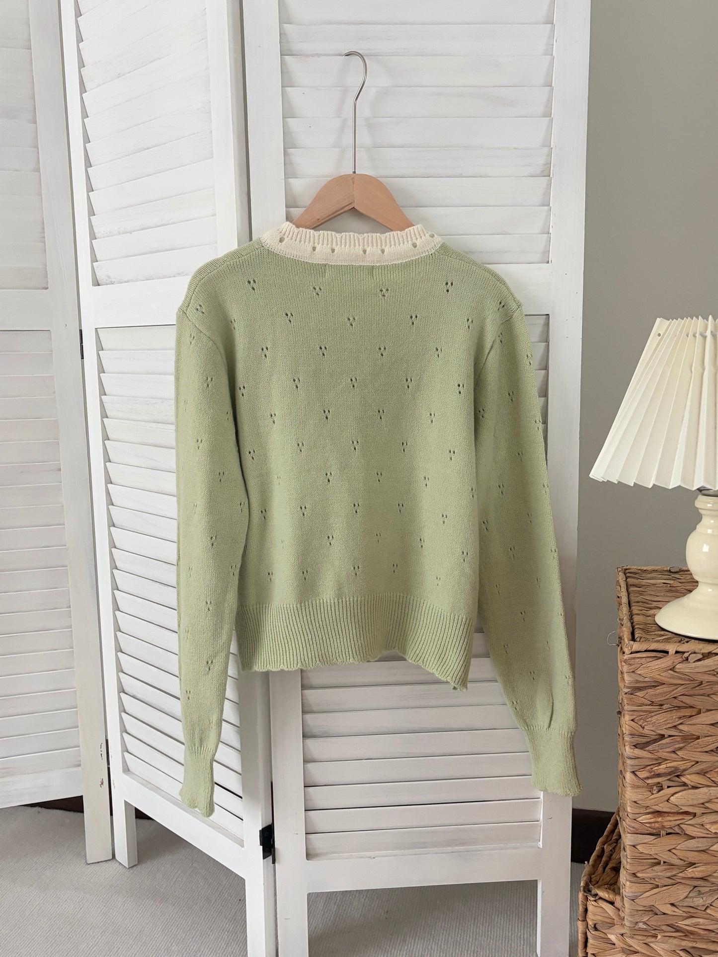 [SALE] Sweet Ribbon Knit Cardigan in Sage