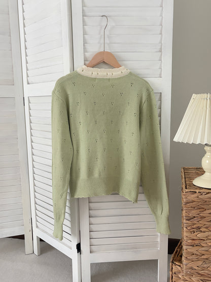 [SALE] Sweet Ribbon Knit Cardigan in Sage