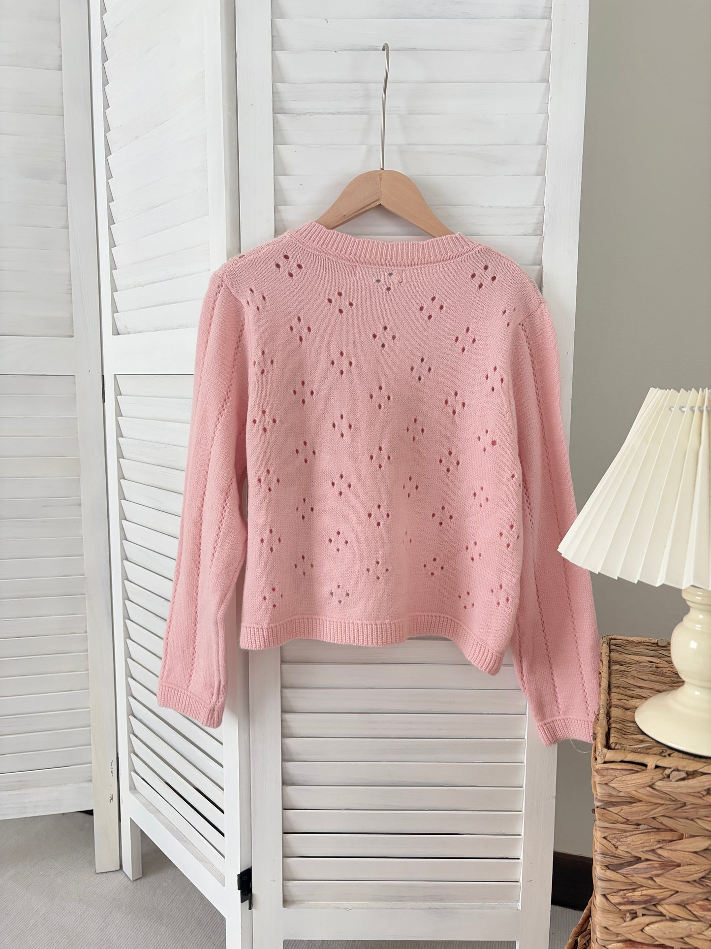 [SALE] Pointelle Soft Knit Cardigan in Pink