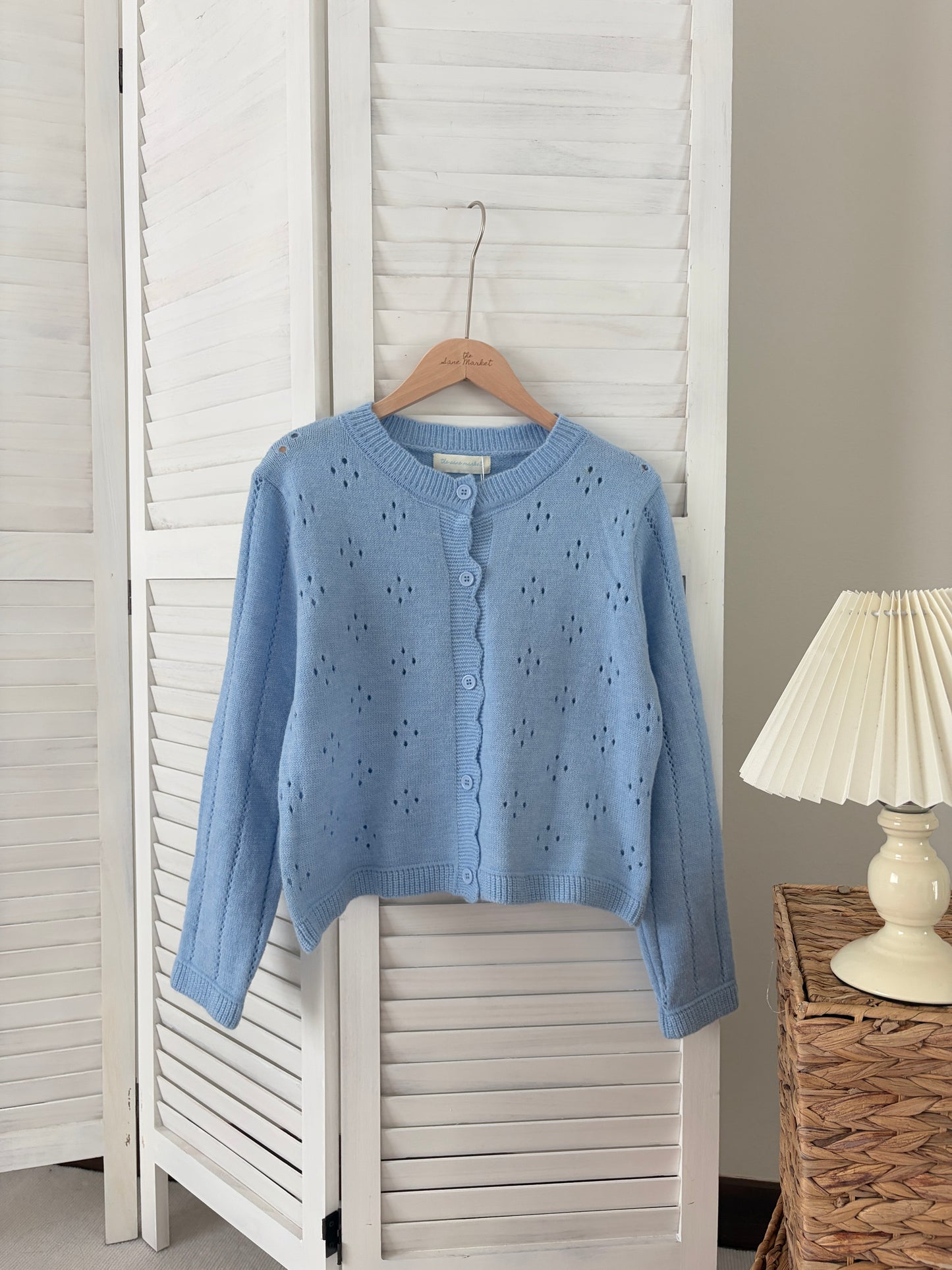 [SALE] Pointelle Soft Knit Cardigan in Blue