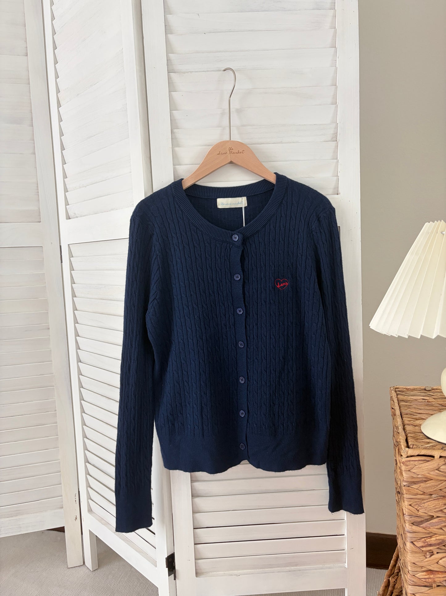 [SALE] Classic Cable Knit Cardigan in Navy