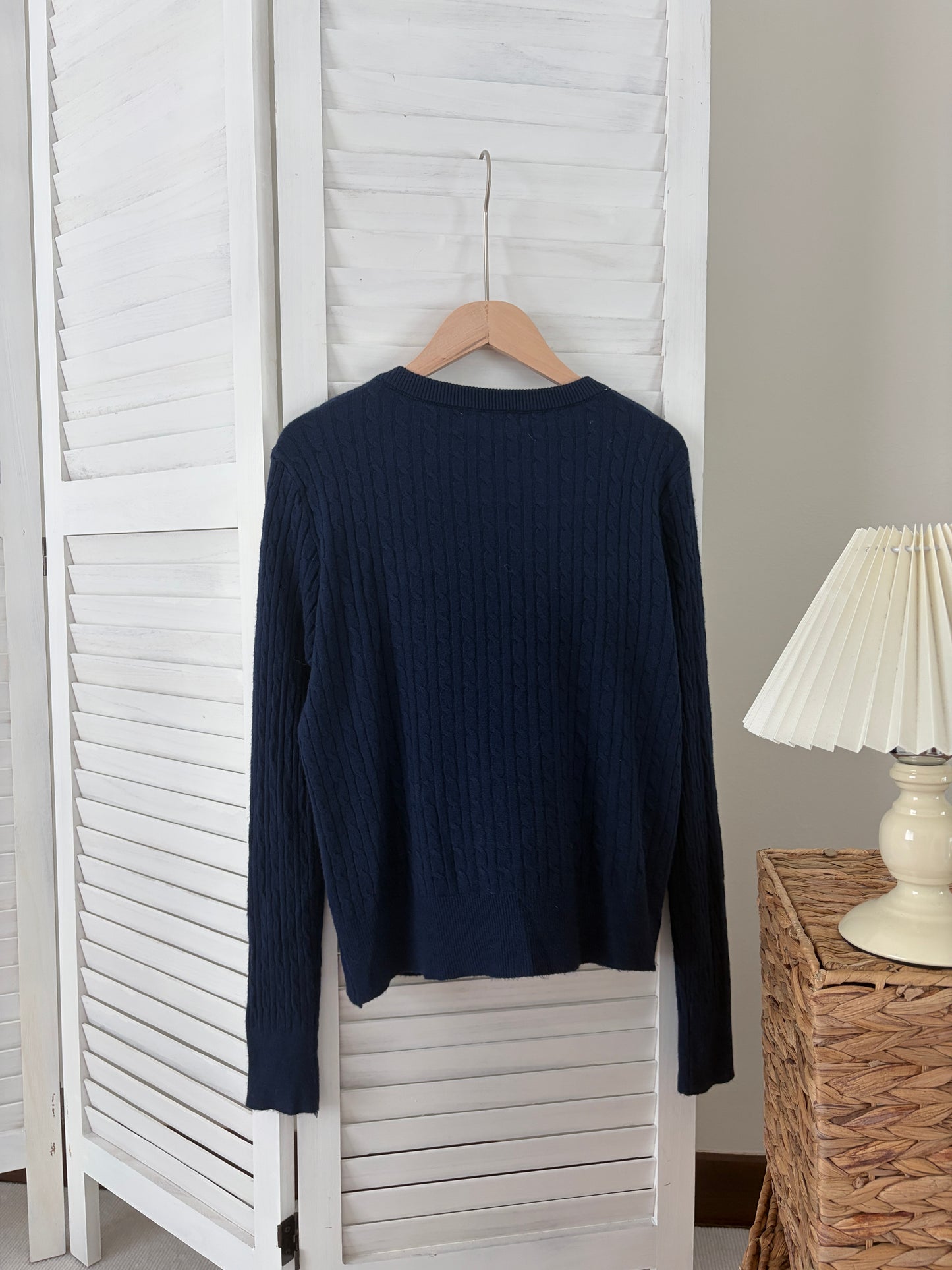 [SALE] Classic Cable Knit Cardigan in Navy