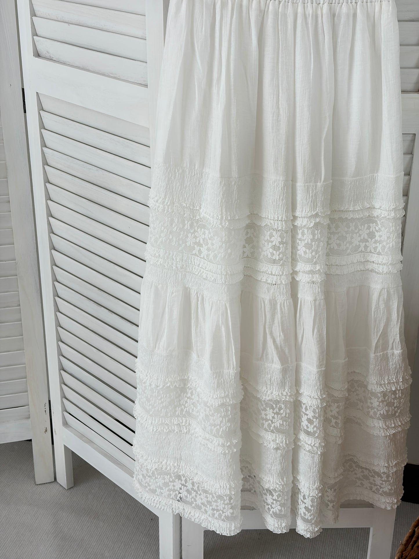 [SALE] Tiered Lace Trim Maxi Skirt