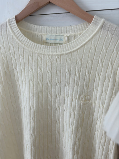 [SALE] Classic Cable Knit Short Sleeve Top in Cream
