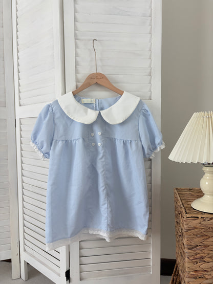 [SALE] Peter Pan Collar Gingham Blouse