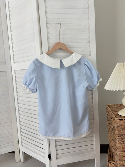 [SALE] Peter Pan Collar Gingham Blouse