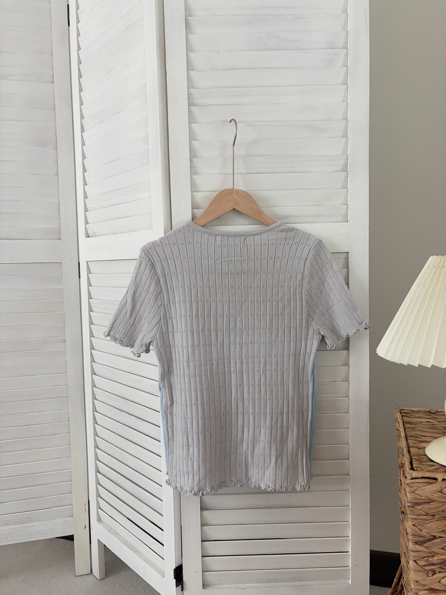 [SALE] 2-Piece Effect Pointelle Knit Top