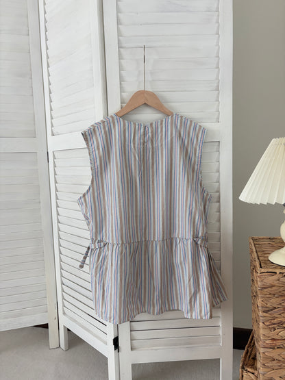 [SALE] Striped Side-Tie Peplum Vest