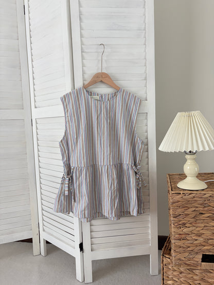 [SALE] Striped Side-Tie Peplum Vest