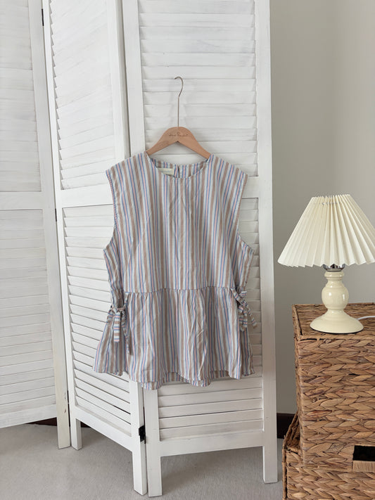 [SALE] Striped Side-Tie Peplum Vest