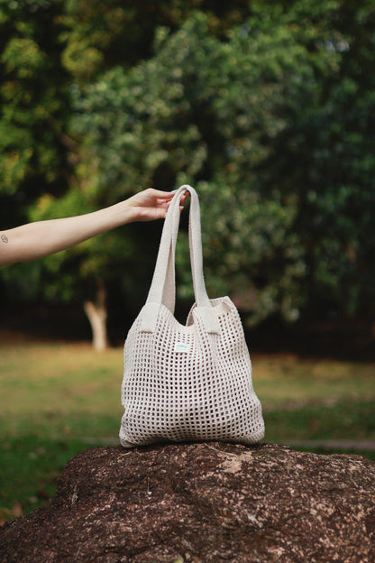 Mood Crotchet Tote Bag in Cream - The Sane Market