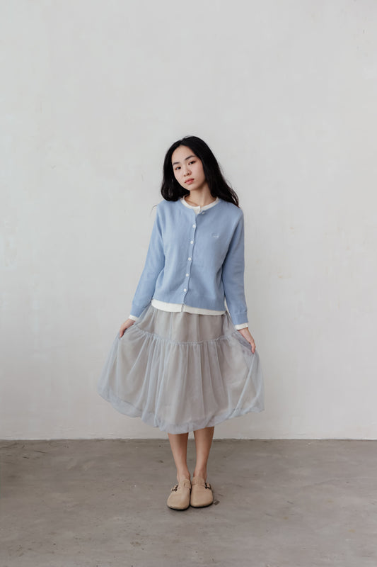 Duet Cardigan in Blue/White