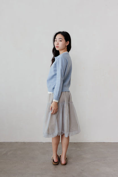 Duet Cardigan in Blue/White