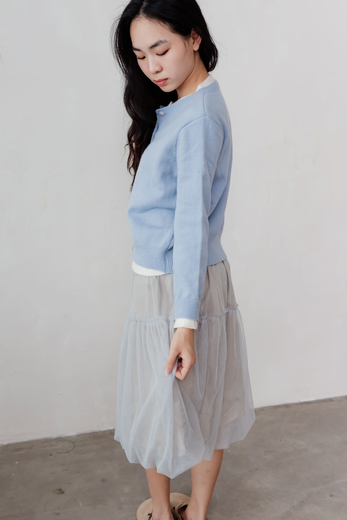 Duet Cardigan in Blue/White