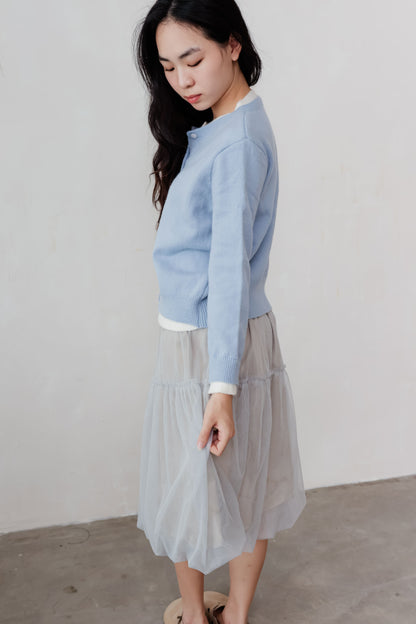 Duet Cardigan in Blue/White