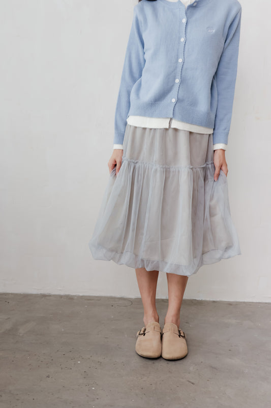 Cloud Mesh Midi Skirt