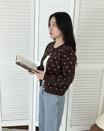 Soft Spot Knit Cardigan in Brown