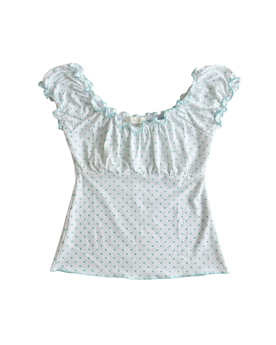 Mint Polka Milkmaid Top
