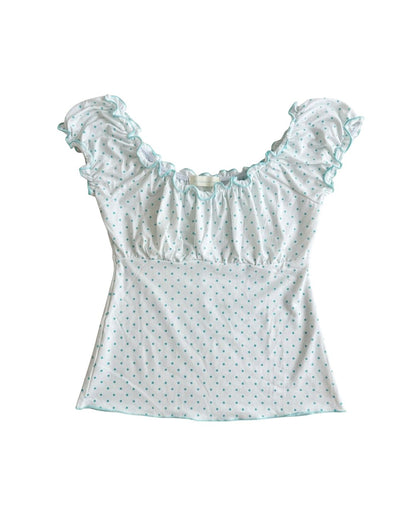 Mint Polka Milkmaid Top
