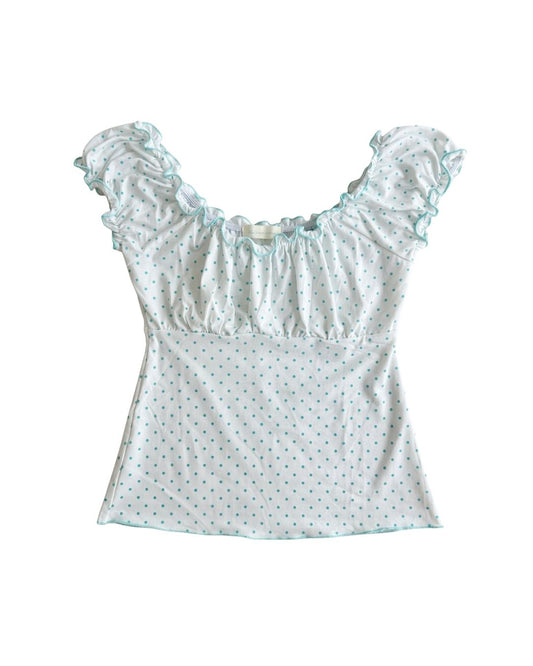Mint Polka Milkmaid Top