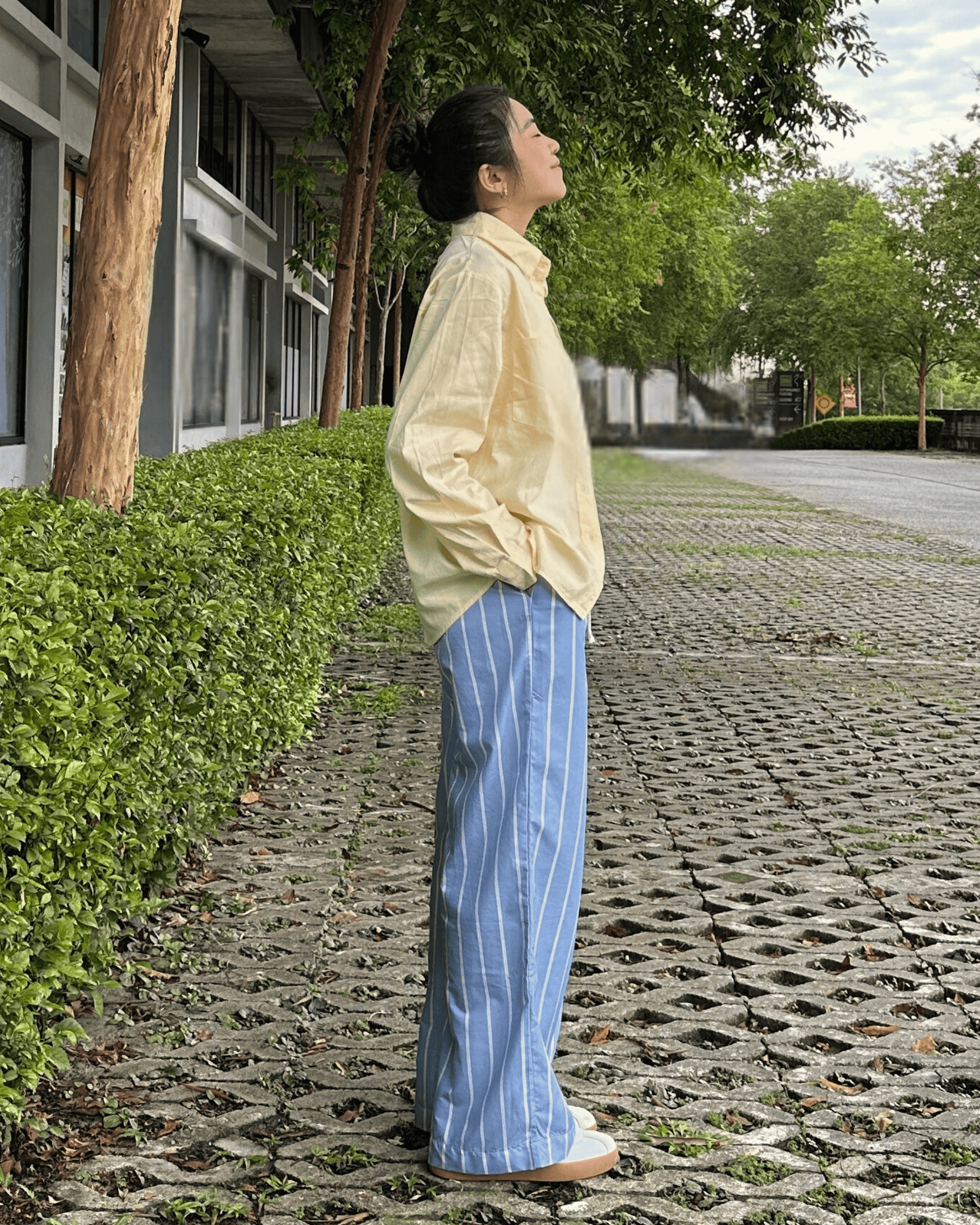 Snooze Wide-Leg Pants in White Stripes - The Sane Market