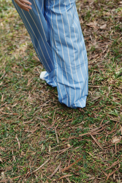 Snooze Wide-Leg Pants in White Stripes - The Sane Market