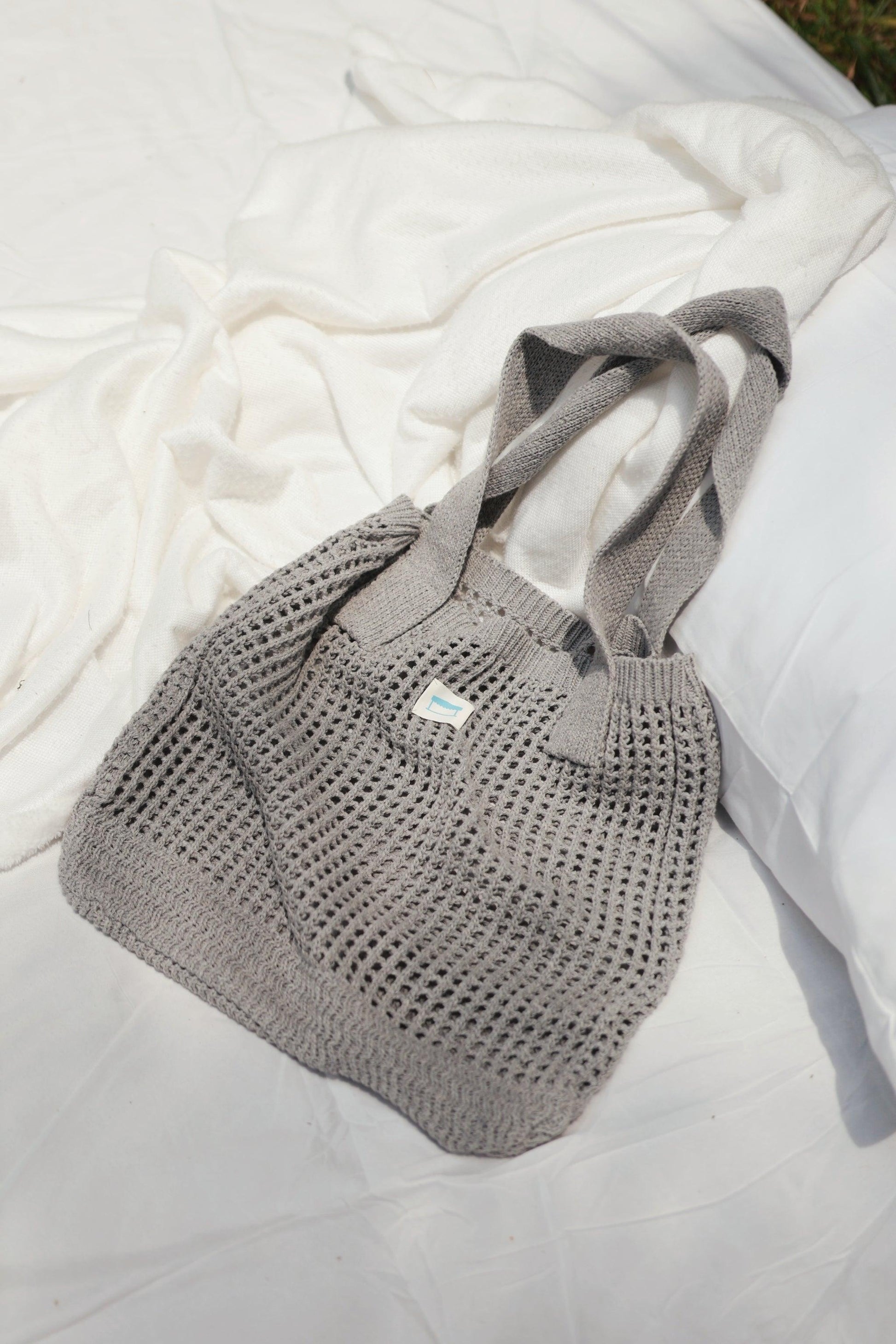 Mood Crotchet Tote Bag in Grey - The Sane Market