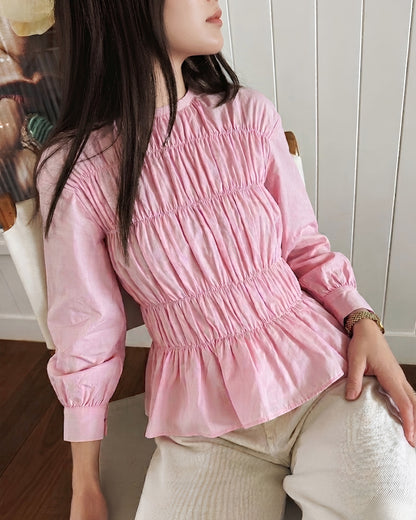 Esme Smocked Blouse in Pink